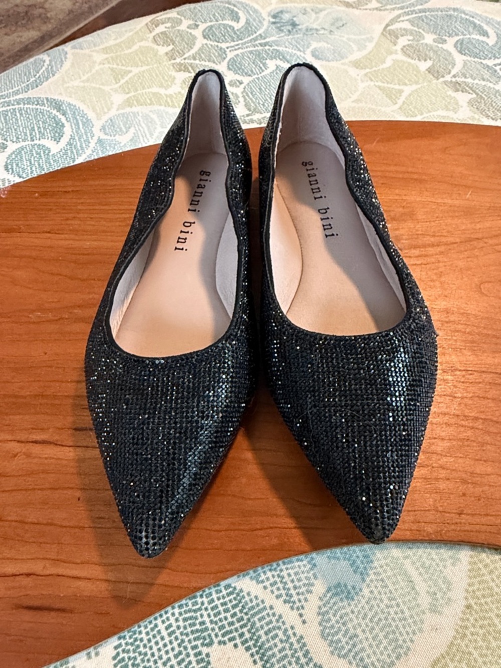 Gianni Bini Black Sparkle Pointed-Toe Flats
